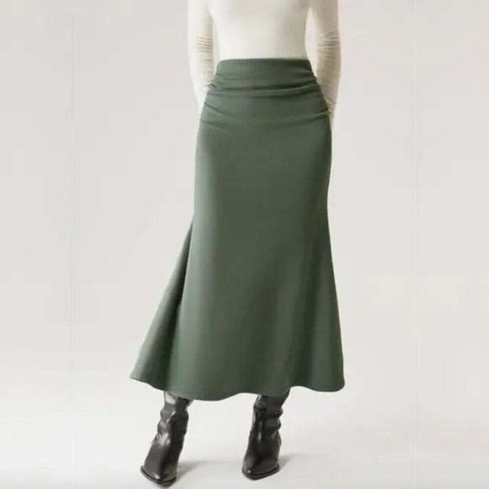 NWT OGL MaxWarm Mermaid Maxi Skirt Moss Green Soft Small #1913 - Picture 5 of 13